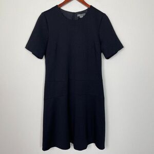 Vince Short Sleeve Crew Neck Knee Length Stretch Midweight Dress Black 12
